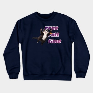 Cute fat cat in free fall Crewneck Sweatshirt